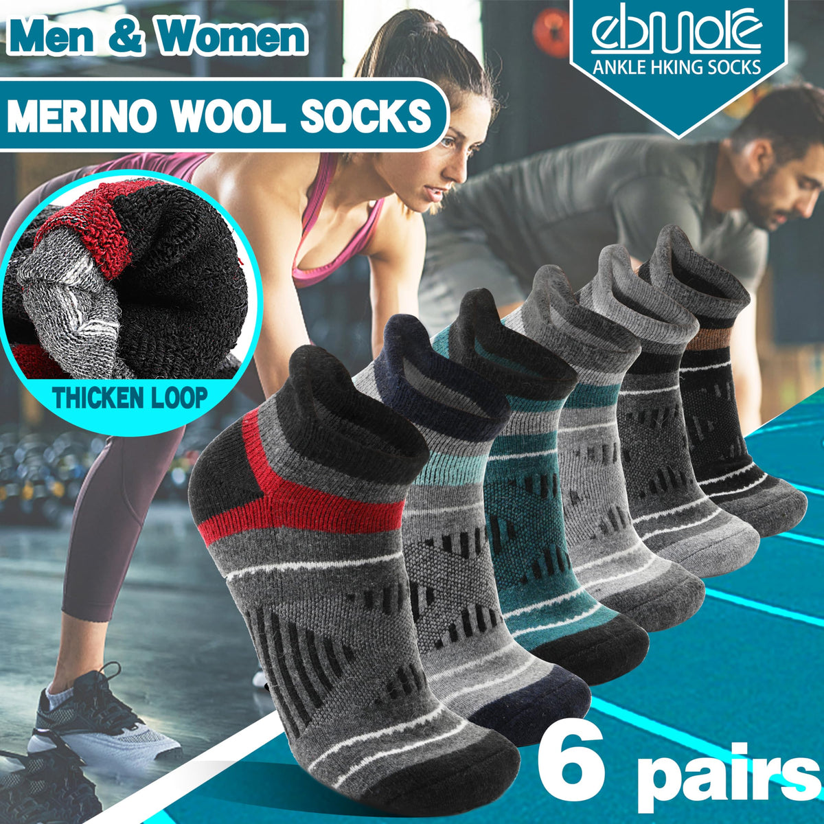 Merino Wool Ankle Hiking Running Socks Warm Thermal Winter Thick Compression Cushion No Show Moisture Wicking Gifts Stocking Stuffers Socks for Men 6 Pairs(Mix,L) 🍁 All In One Marketplace Canada