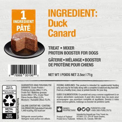 PureBites Duck Pate for Dogs, 71 g, Case of 12