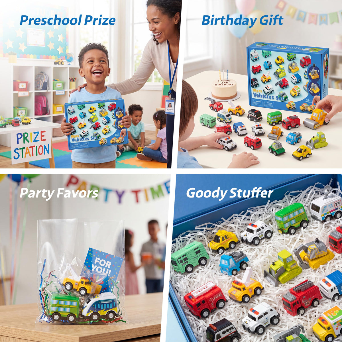 JOYIN 18 Pcs Pull Back City Cars and Trucks Toy Vehicles Set, Friction Powered Mini Cars Toys for Toddlers, Party Favors for Kids 3-5, Christmas Stocking Stuffers, Goodie Bag Stuffers 🍁 All In One Marketplace Canada