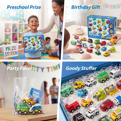 JOYIN 18 Pcs Pull Back City Cars and Trucks Toy Vehicles Set, Friction Powered Mini Cars Toys for Toddlers, Party Favors for Kids 3-5, Christmas Stocking Stuffers, Goodie Bag Stuffers 🍁 All In One Marketplace Canada