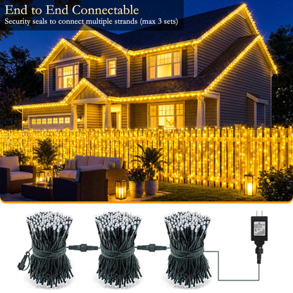 Soagrc 66FT 200 LED Warm White Fairy Lights, Dark Green Wire 8 Modes Timer, IP44 Waterproof Outdoor Indoor String Lights for Patio Garden Backyard Bedroom Classroom Weeding Christmas Decor 🍁 All In One Marketplace Canada