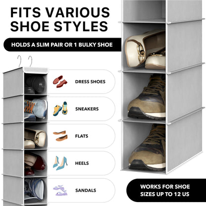 SimpleHouseware 10 Shelves Hanging Shoes Organizer Holder for Closet, Grey - Available at All In One Marketplace Canada