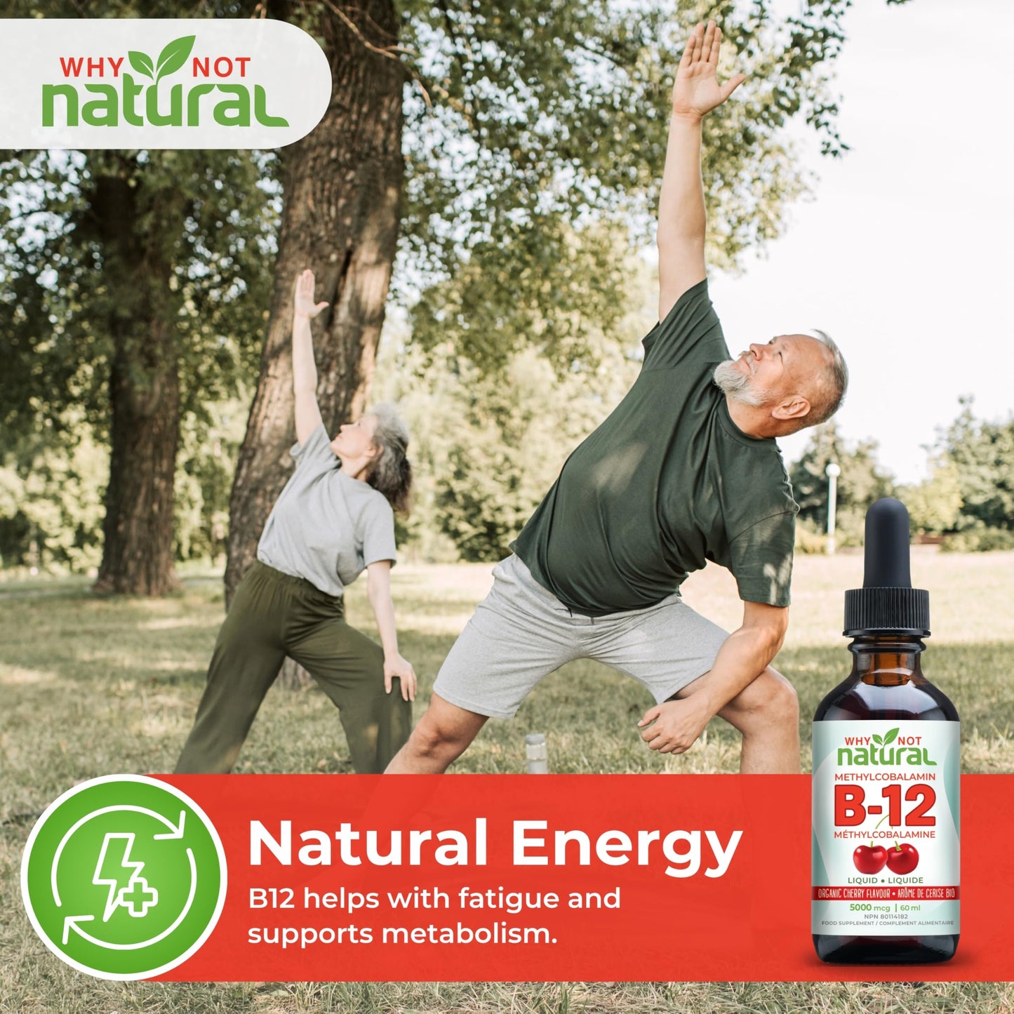 Organic Vitamin B12 Liquid - Sublingual Extra Strength 60 x 5000 mcg Drops, Methylcobalamin, Natural Cherry Flavor, Vegan, Maximize Absorption and Energy - Available at All In One Marketplace Canada