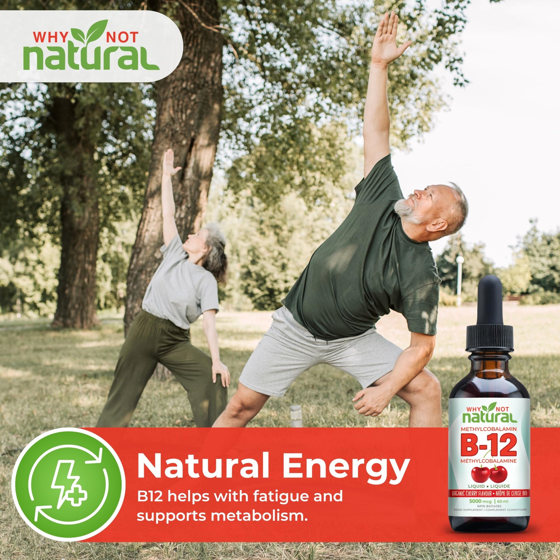 Organic Vitamin B12 Liquid - Sublingual Extra Strength 60 x 5000 mcg Drops, Methylcobalamin, Natural Cherry Flavor, Vegan, Maximize Absorption and Energy - Available at All In One Marketplace Canada