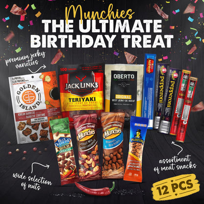 Beef Jerky Gift Box for Men - Carnivore Snack Basket with Birthday Card