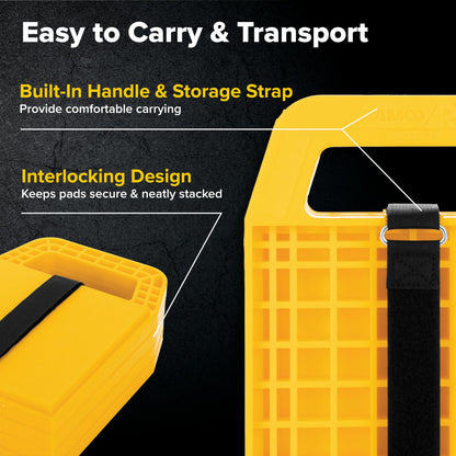Camco RV Stabilizing Jack Pads, Helps Prevent Jacks from Sinking, 6.5 Inch x 6.5 Inch Pad - 4 Pack (44595), Yellow Camco