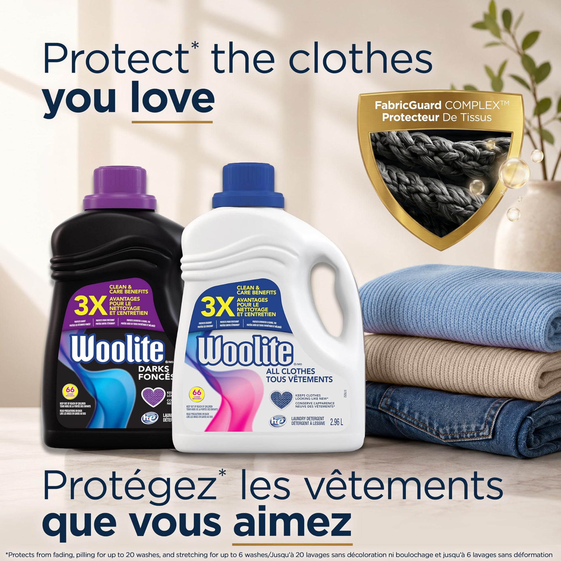 Woolite Darks Laundry Detergent for Dark Clothing; 2.96 L, 66 Loads; Helps Keep Clothes Looking Like New with Advanced Care & Fabric Guard Complex; Protects from Fading & Pilling Up 20 Washes - Available at All In One Marketplace Canada