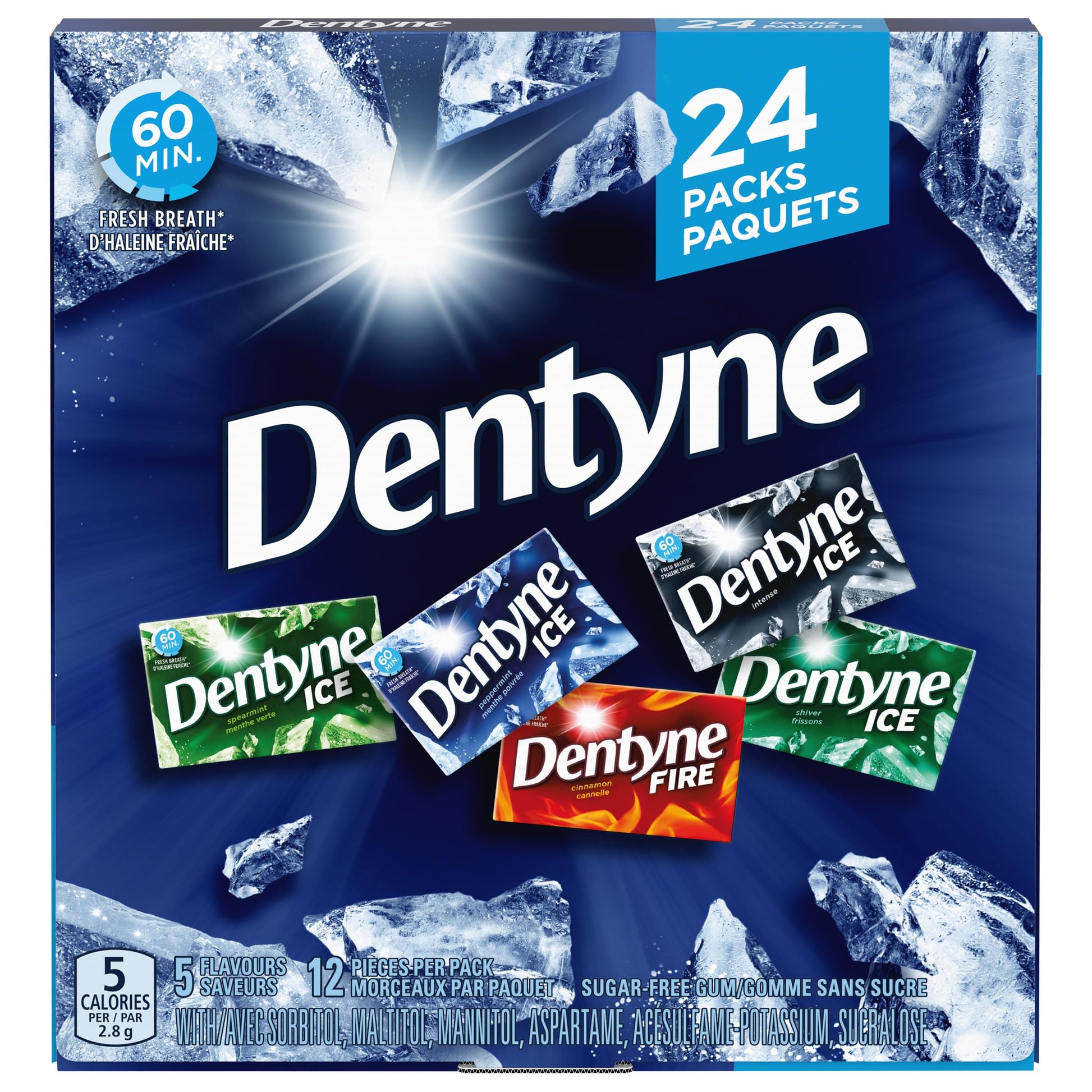 Dentyne Ice Assorted Sugar-Free Gum - 24 Pack (288 Pieces)
