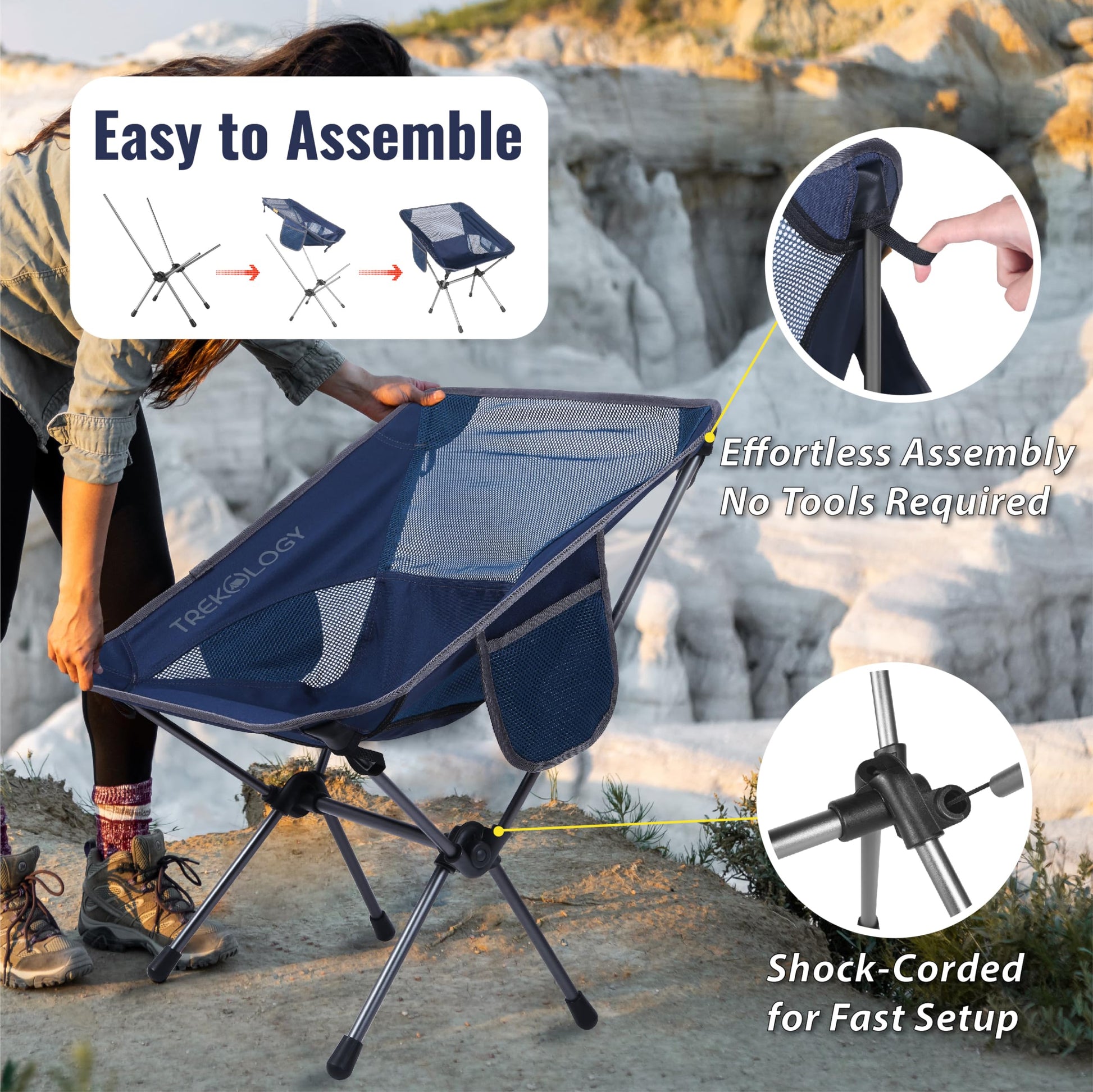 TREKOLOGY lightweight Camping Chairs for Adults - Compact & Ultralight Portablefor for Outdoor Adventures, Hiking, Backpacking – Comfortable Chaise Camping Compacte & Durable YIZI GO Chaise de Camping