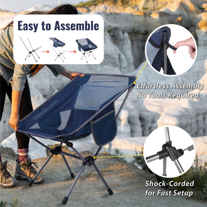 TREKOLOGY lightweight Camping Chairs for Adults - Compact & Ultralight Portablefor for Outdoor Adventures, Hiking, Backpacking – Comfortable Chaise Camping Compacte & Durable YIZI GO Chaise de Camping