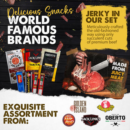 Premium Beef Jerky & Meat Snack Gift Box – Gourmet Assortment with Jack Links, Hot Rods & Oberto