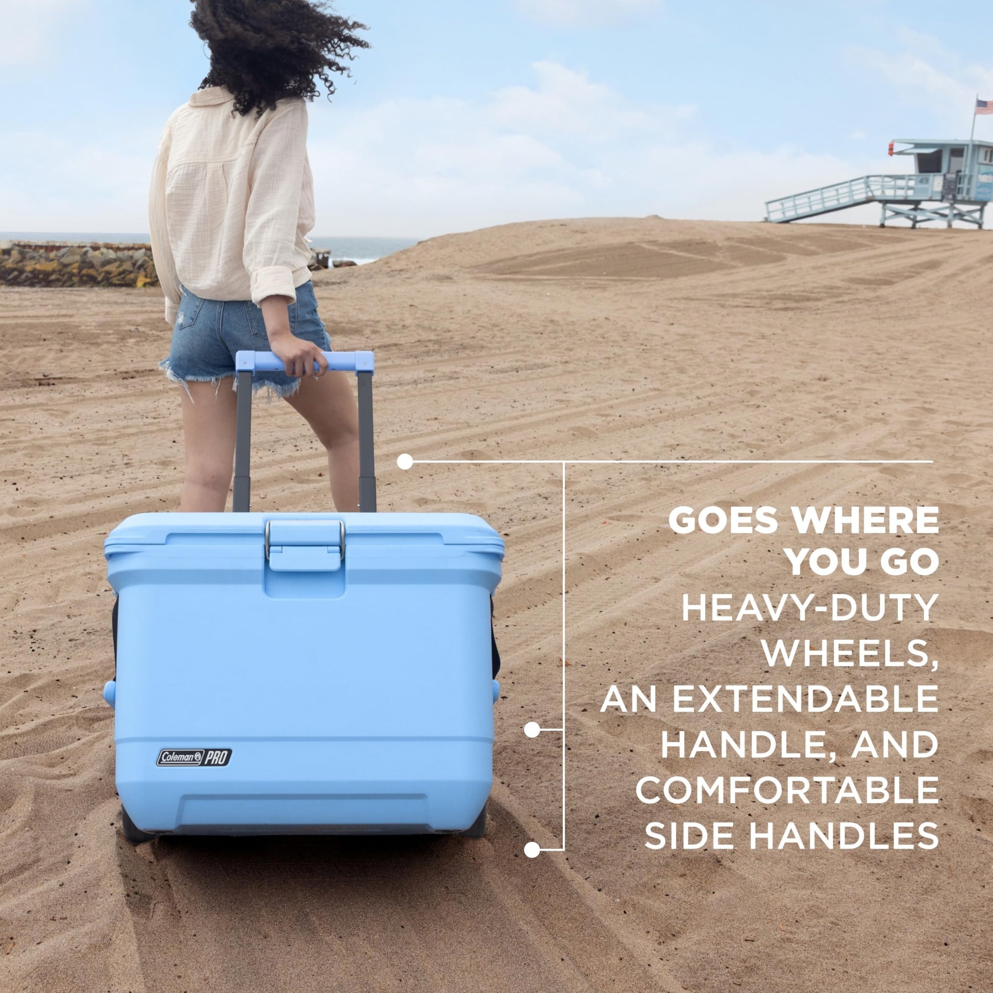 Coleman Pro 55-Quart Premium Wheeled Hard Cooler, Heavy-Duty Ultra-Light Portable Cooler with Wheels, Extra-Thick Insulation Keeps Ice up to 5 Days, 92-Can Capacity Coleman