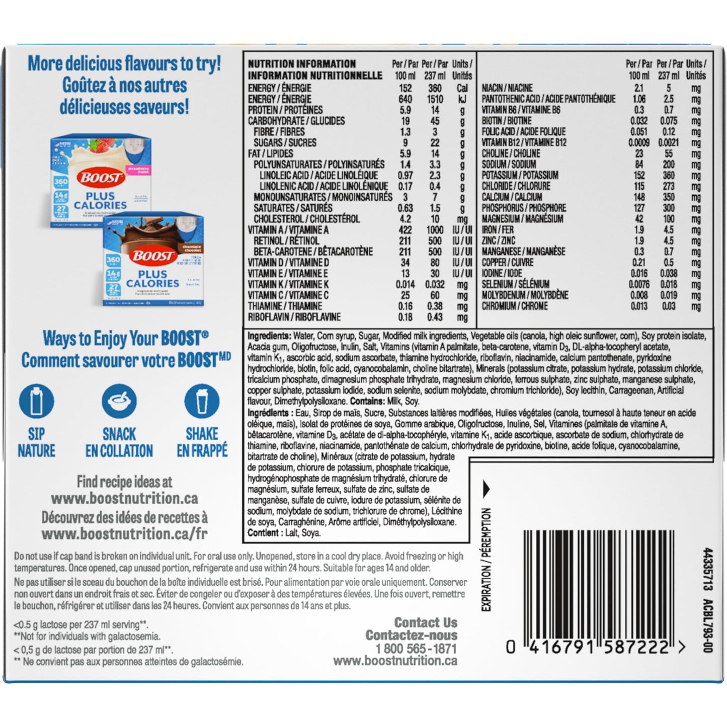 BOOST PLUS Complete Nutrition Drink, Vanilla Flavor, 4 Case Pack (6x237ml Bottles)