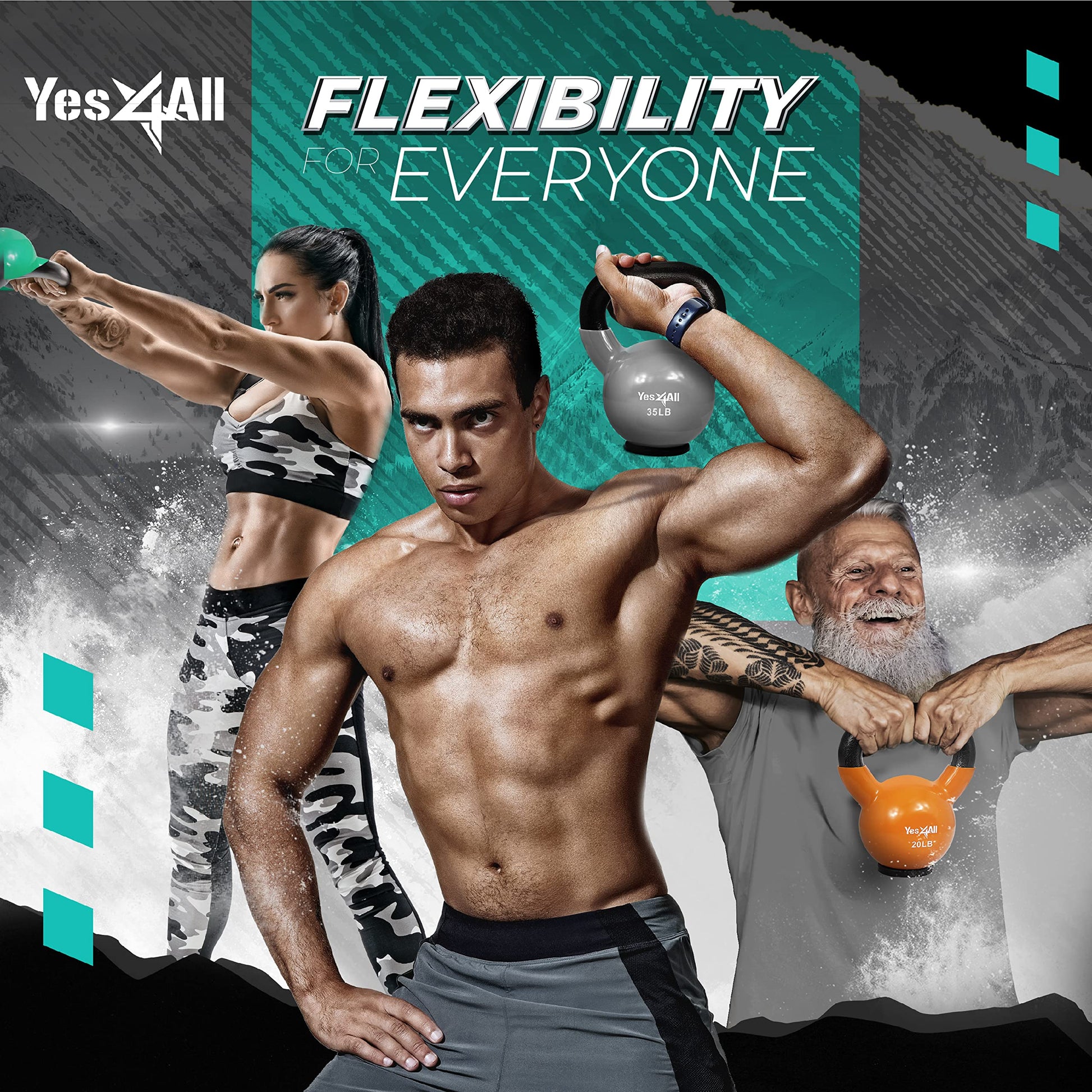 Yes4All Vinyl Coated Kettlebell with Protective Rubber Base, Strength Training Kettlebells for Weightlifting, Conditioning, Strength & Core Training (10 lbs - Mint) Yes4All