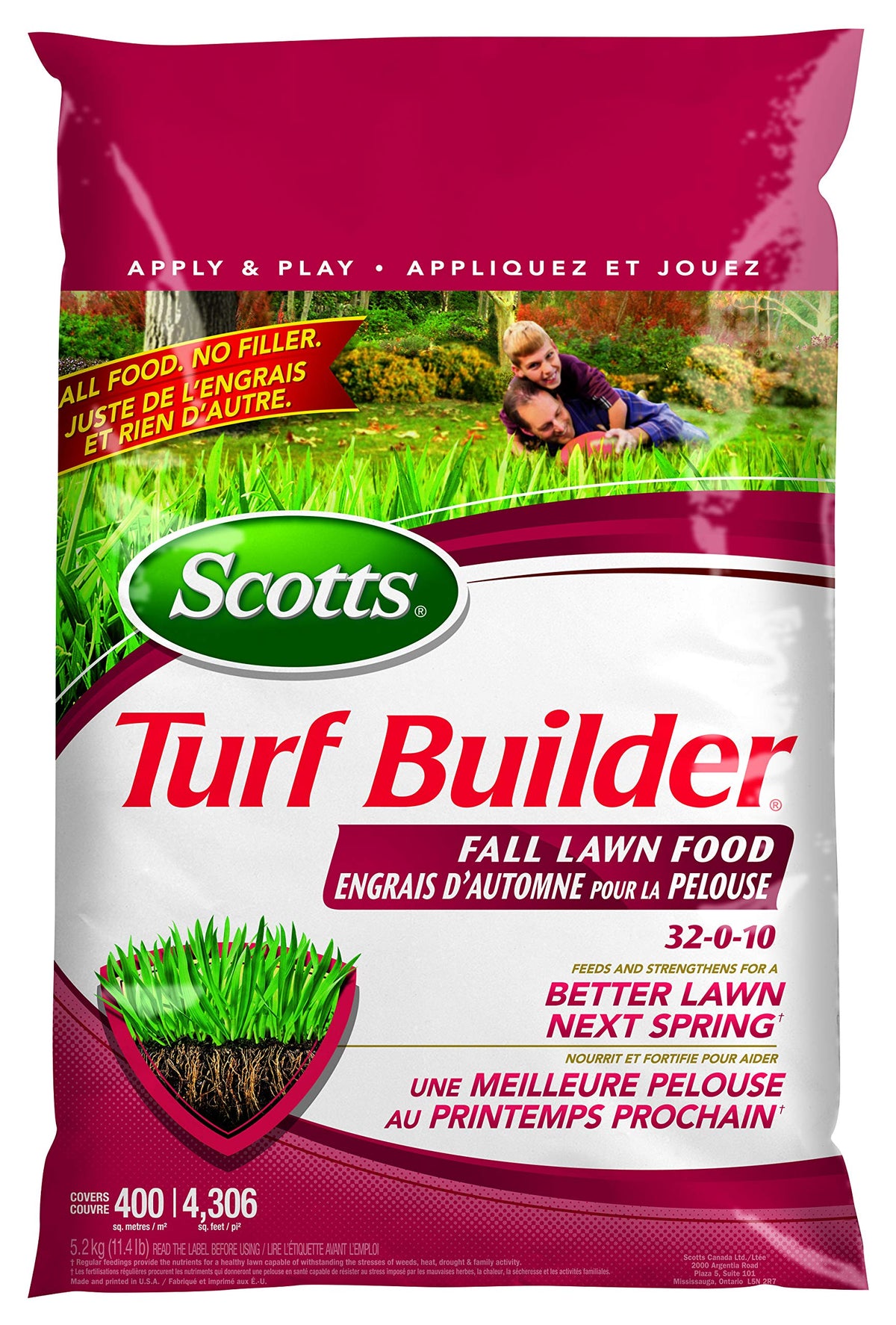 Scotts Fall Turf Builder Lawn Food 32-0-10, 5.2kg (400 sq Meters / 4,306 sq feet Coverage) | Prepare Your Lawn for Winter | Fall Lawn Fertilizer 🍁 All In One Marketplace Canada