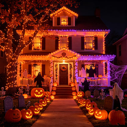 Toodour Halloween Lights RGB String Light, 131ft 350LED Orange Purple Light 🍁 All In One Marketplace Canada