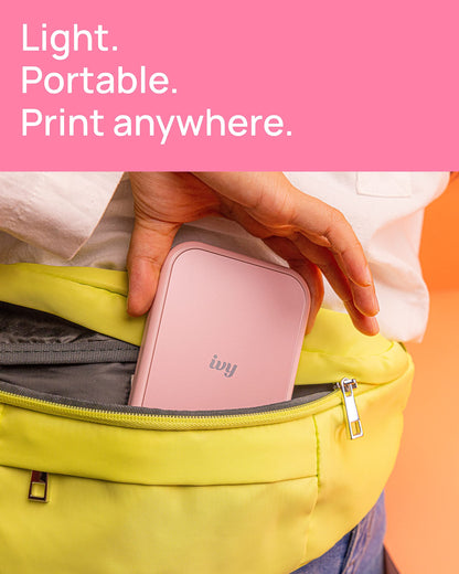 Canon Ivy 2 Mini Photo Printer (Blush Pink), Bluetooth Portable Smartphone Printer for iOS & Android, Bundle with 110 Zink Sticky-Back Photo Prints, LED Light Bar, Protective Case & USB Cable
