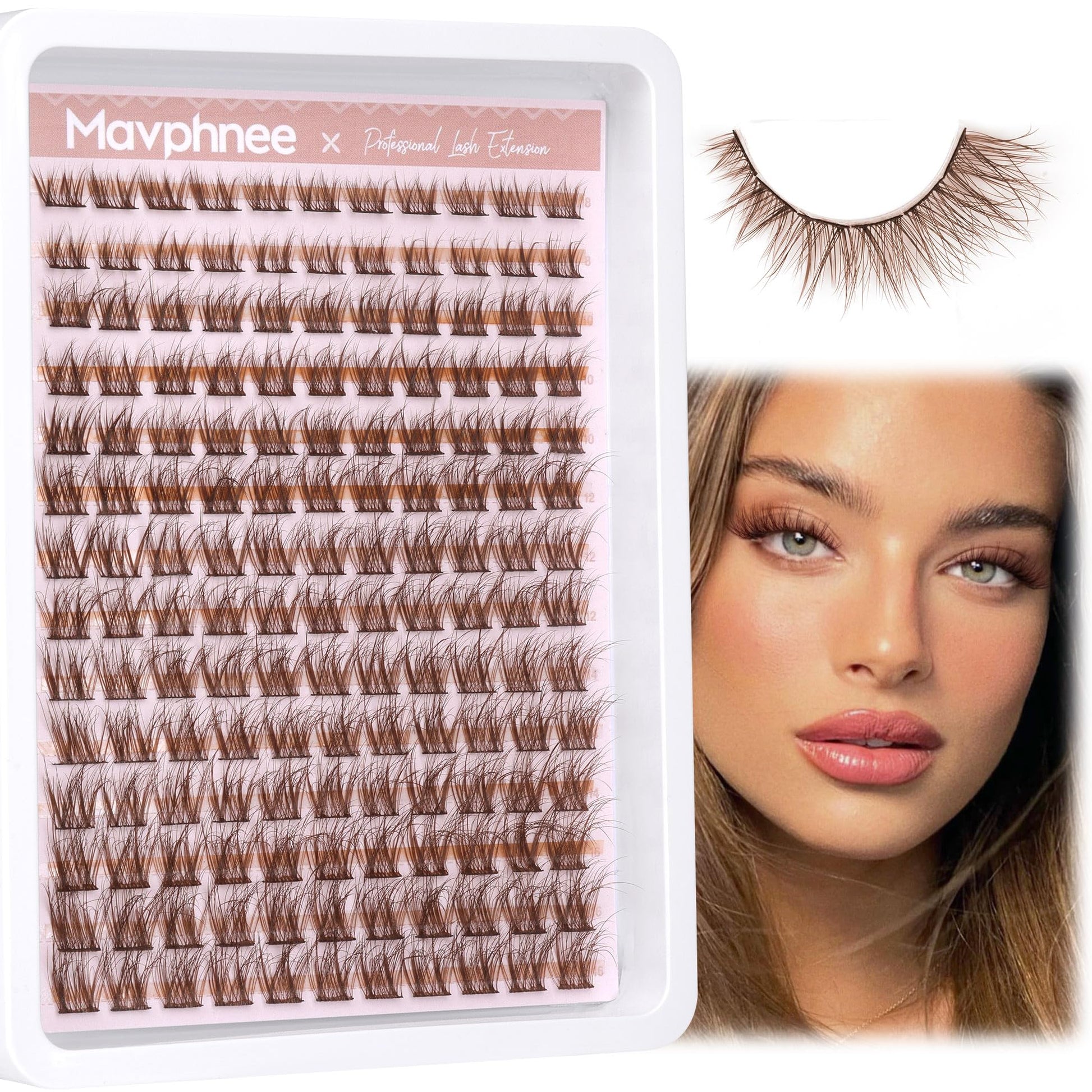 Brown Lash Clusters Natural Lash Extensions Wispy Eyelash Clusters 154 Pcs C Curl Lashes Clusters for Everyday Wear Beginner Friendly Dark Brown Cluster Eyelash Extensions by Mavphnnee - Available at All In One Marketplace Canada