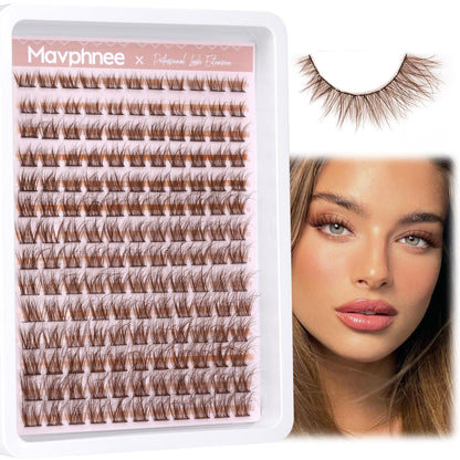 Brown Lash Clusters Natural Lash Extensions Wispy Eyelash Clusters 154 Pcs C Curl Lashes Clusters for Everyday Wear Beginner Friendly Dark Brown Cluster Eyelash Extensions by Mavphnnee - Available at All In One Marketplace Canada