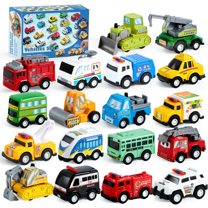 JOYIN 18 Pcs Pull Back City Cars and Trucks Toy Vehicles Set, Friction Powered Mini Cars Toys for Toddlers, Party Favors for Kids 3-5, Christmas Stocking Stuffers, Goodie Bag Stuffers 🍁 All In One Marketplace Canada