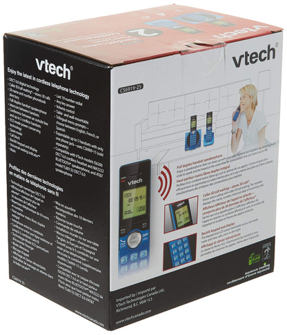 VTech CS6919-25 Dect_6.0 2 Handset Landline Telephone, Metallic Blue VTech