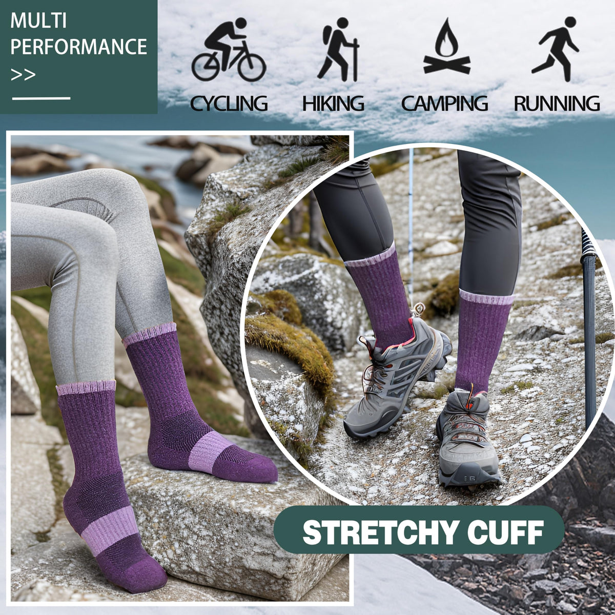 Anlisim Merino Wool Hiking Running Socks for Women, Boot Work Crew Socks 🍁 All In One Marketplace Canada