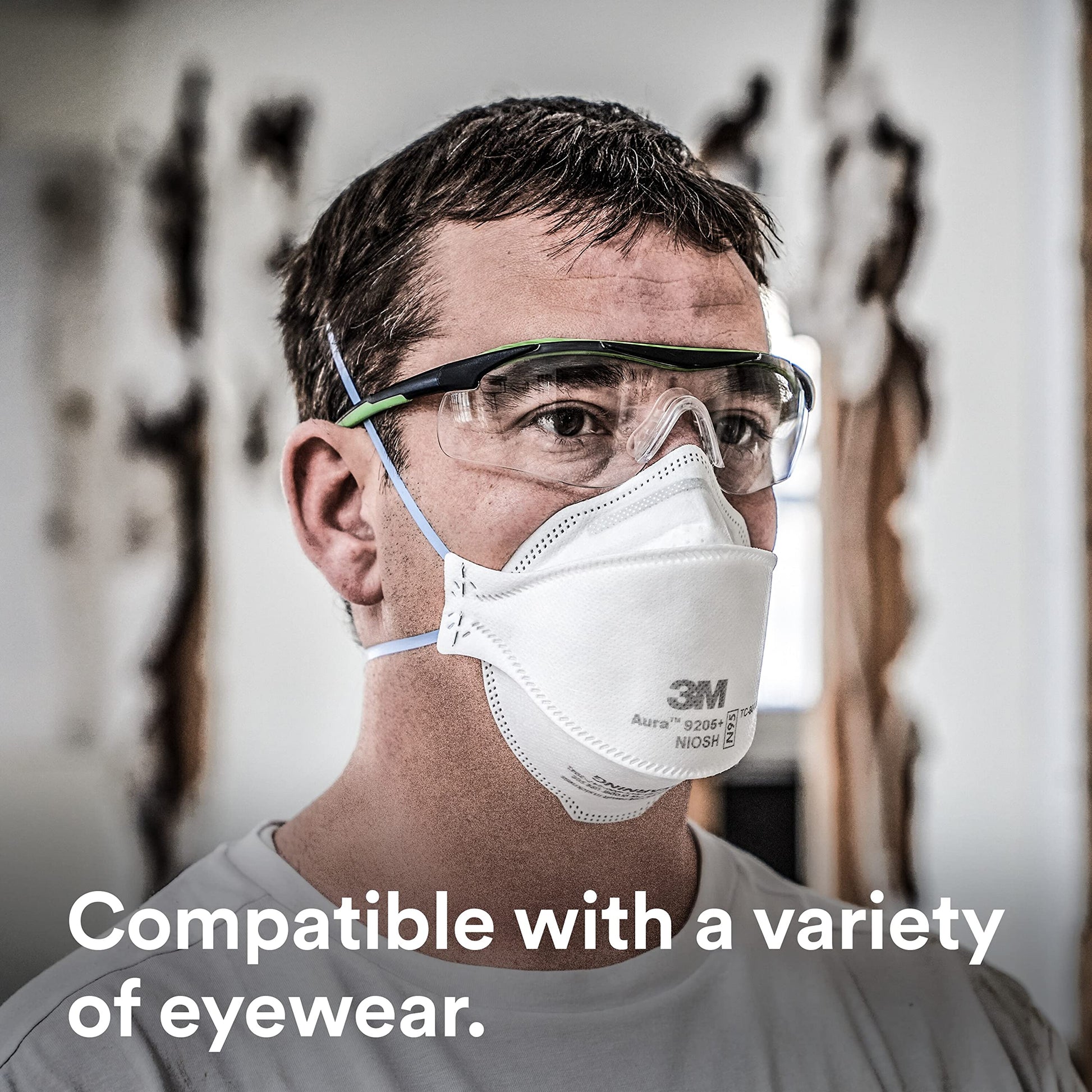 3M Aura Particulate Respirator 9205+, N95, Pack of 20 Disposable Respirators, Individually Wrapped, 3 Panel Flat Fold Design Allows for Facial Movements, Comfortable, NIOSH Approved - Available at All In One Marketplace Canada
