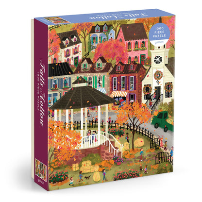 Galison Joy Laforme Falls Hollow Puzzle – 1000 Piece Jigsaw Puzzle Featuring Cozy Fall Village Scene