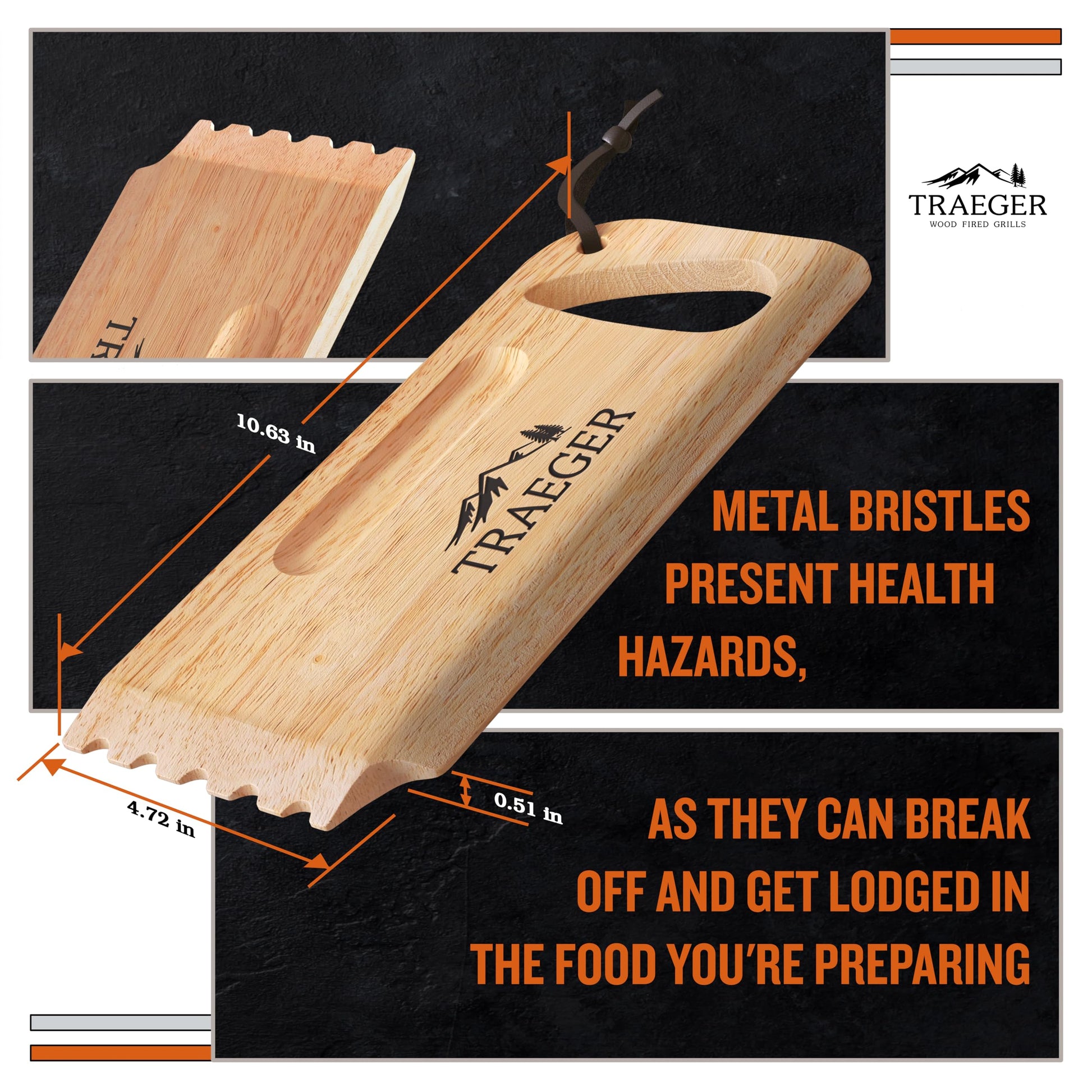 Traeger BAC454 Wooden Scape Grill Scraper, Wood Traeger