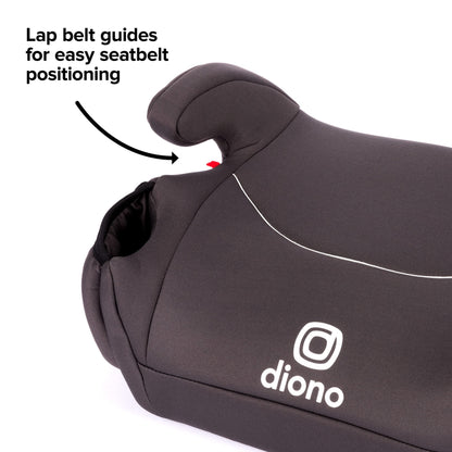 Diono Solana 2022, No Latch, Single Backless Booster Car Seat, Lightweight, Machine Washable Covers, Cup Holders, Black