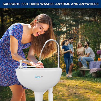 SereneLife, Portable Sink, Camping Hand Wash Basin with Water Tank and Rolling Wheels, Perfect for Indoor and Outdoor Use, Events, Worksites and More SereneLife