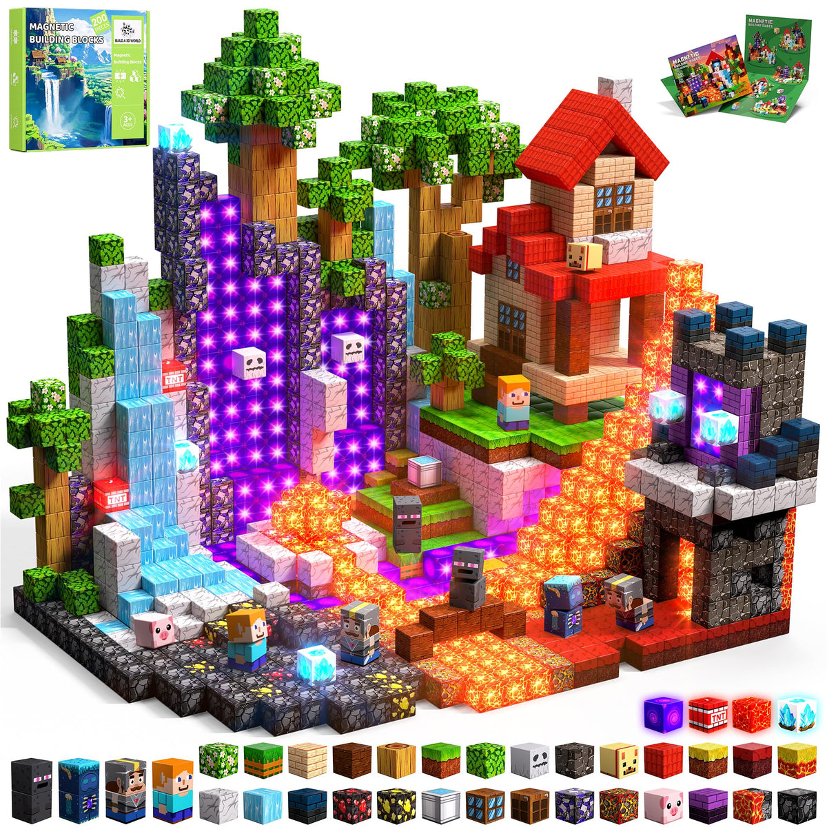 200PCS Light Up Magnetic Blocks, Building Cube Set Birthday Gifts for Kids 🍁 All In One Marketplace Canada