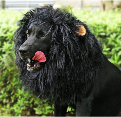 Onmygogo Lion Mane Wig for Dogs with Ears, Funny Pet Costumes for Halloween Christmas (L, Black) 🍁 All In One Marketplace Canada