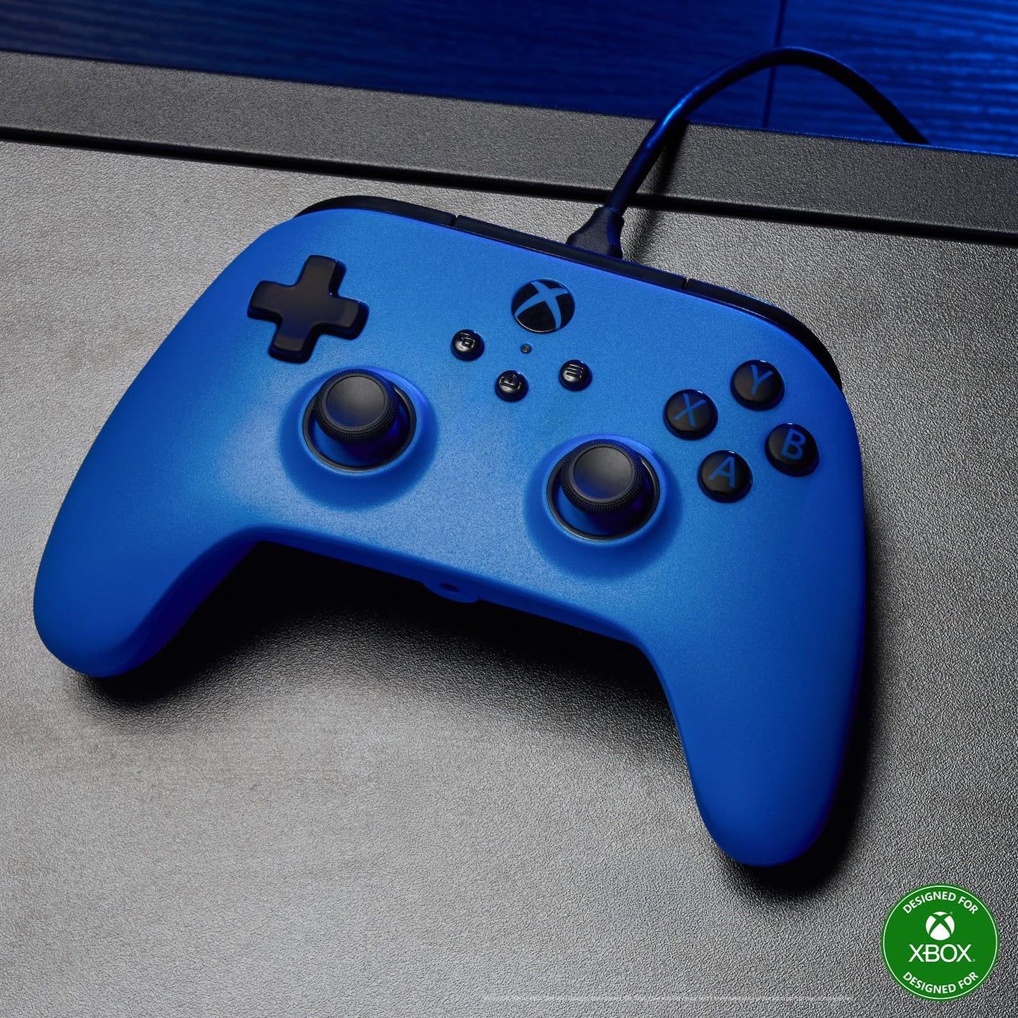 PowerA Symmetric Wired Controller for Xbox Series X|S - Blue, Officially licensed, Inline Thumbstick Layout, Windows 10/11 compatible, Dual Rumble Motors, Impulse Triggers, 3.5 mm Audio Jack