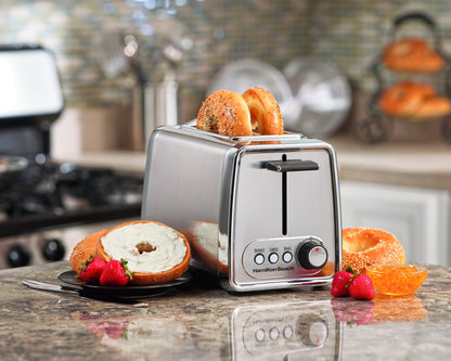 Hamilton Beach 2-Slice Toaster, Chrome, Extra-Wide Slot Toaster with Bagel & Defrost Functions, Shade Selector, Cancel Button, Toast Boost, Auto Shutoff, 22791C