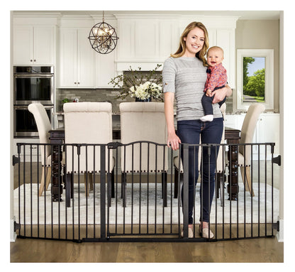 Regalo Deluxe Home Accents Widespan 74.5-Inch-Wide Adjustable Safety Gate, Award Winning Brand, 28-Inches Tall, Includes 4 Wall Mounts, Black