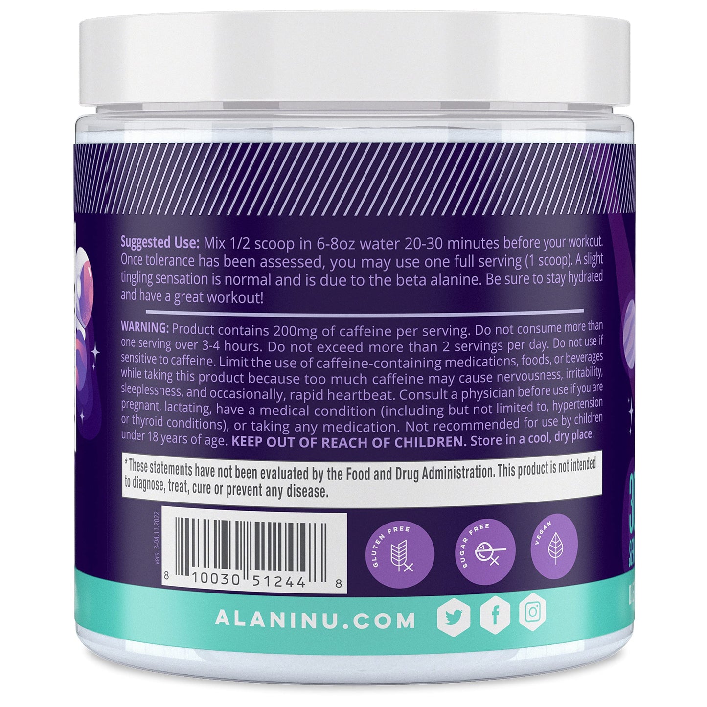 Alani Nu Pre-Workout Cosmic Stardust 30 Servings Alani Nu