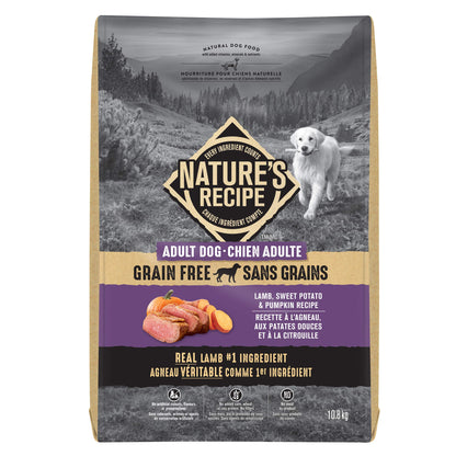Nature's Recipe Adult Grain Free Natural Dry Dog Food Lamb, Sweet Potato & Pumpkin Recipe 10.8 kg (Pack of 1) 🍁 All In One Marketplace Canada