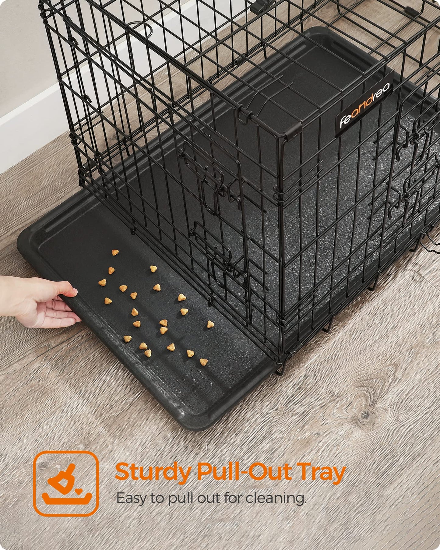 Feandrea Dog Crate, 48-Inch Foldable Dog Kennel with 2 Doors, Removable Tray, XXL, Black UPPD48H Feandrea