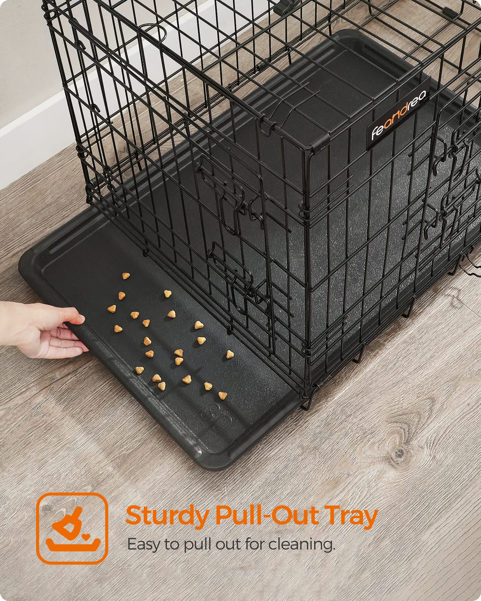 Feandrea Dog Crate, 48-Inch Foldable Dog Kennel with 2 Doors, Removable Tray, XXL, Black UPPD48H Feandrea