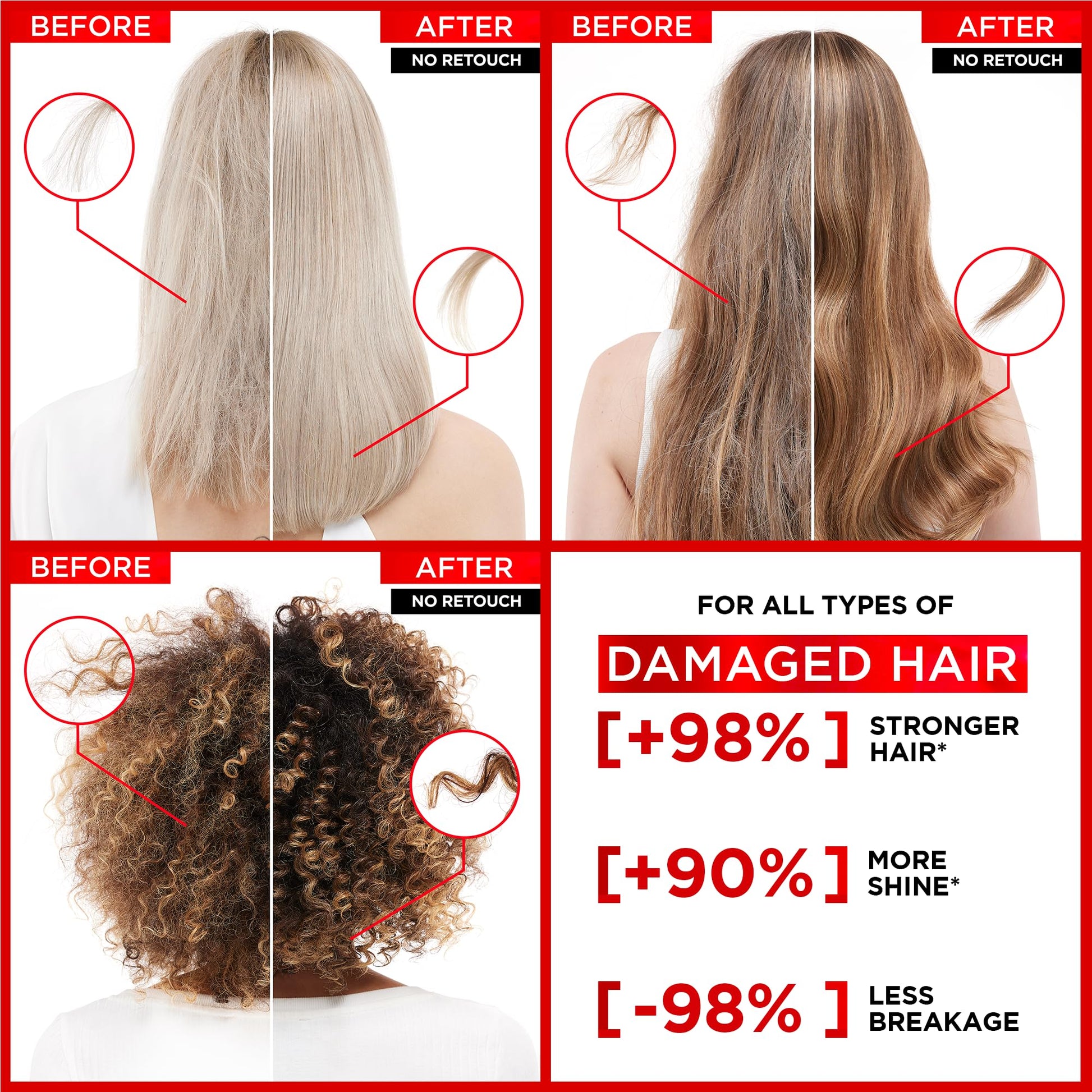 L'Oréal Paris Hair Expertise Bond Repair Shampoo and Conditioner Set with Hair Treatment, Citric Acid for Hair Breakage, 3x Pieces (Pre-Shampoo, Shampoo, Conditioner) - Available at All In One Marketplace Canada