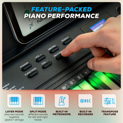 Alesis Teacher's Choice 61-Key Piano Keyboard Bundle with Light-up Keys