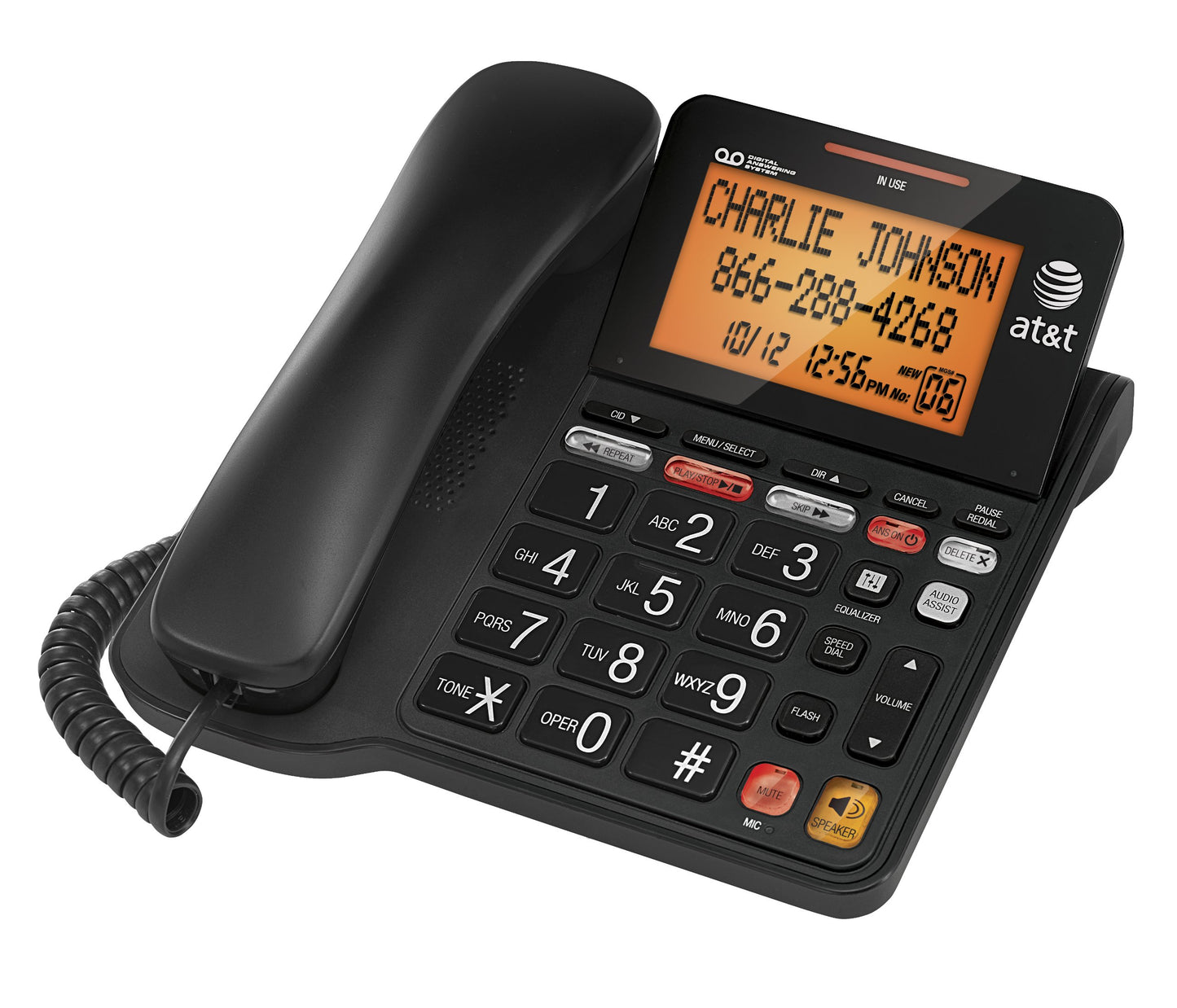 AT&T Corded Phone with 25 min Digital Answering Machine, Backlit Tilt Display, Audio Assist, Speakerphone, A/C Power (CL4940BK), Black 🍁 All In One Marketplace Canada