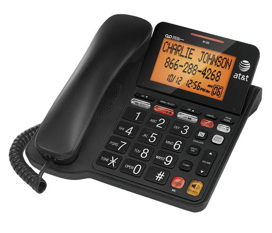 AT&T Corded Phone with 25 min Digital Answering Machine, Backlit Tilt Display, Audio Assist, Speakerphone, A/C Power (CL4940BK), Black 🍁 All In One Marketplace Canada AT&T