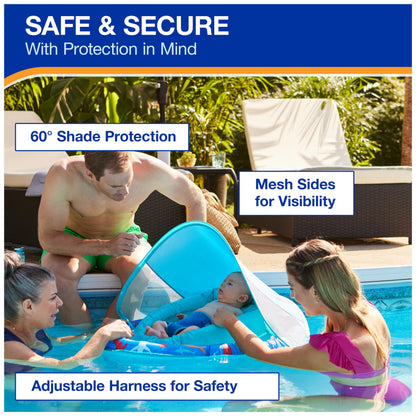 Swimways Infant Spring Float, Baby Pool Float with Canopy & UPF Protection, Swimming Pool Accessories for Kids 3-9 Months, Shark 🍁 All In One Marketplace Canada SwimWays