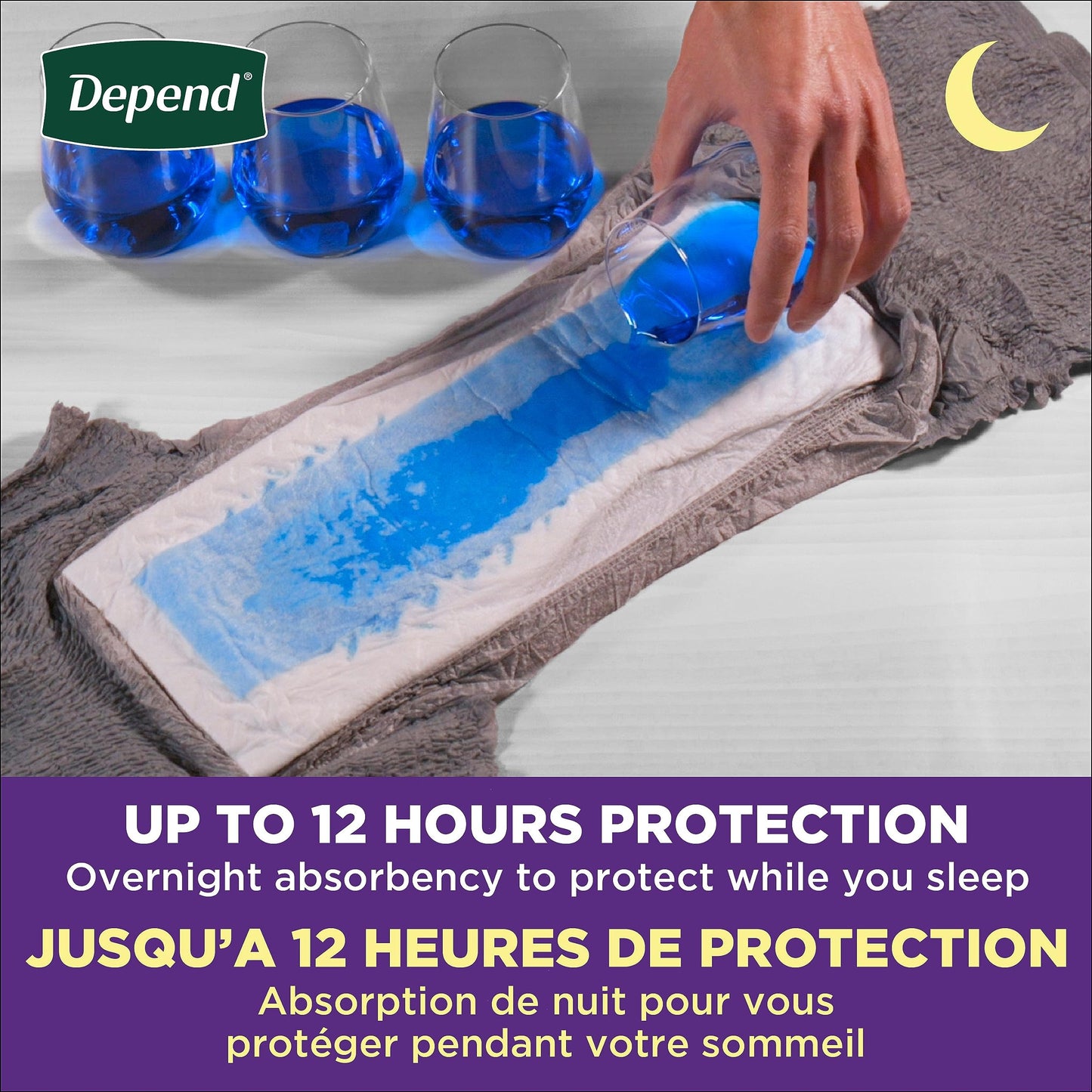 Depend Night Defense Adult Incontinence Underwear for Men, Disposable, Overnight, Small/Medium, Grey, 64 Count Depend