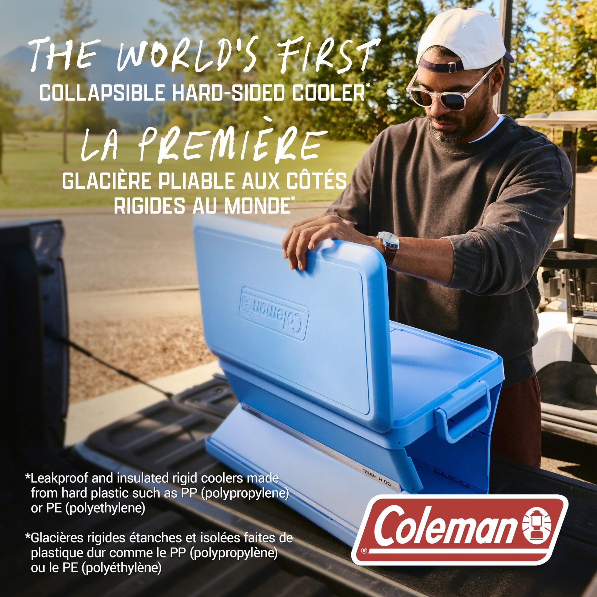 Coleman Snap 'N Go 45-Quart Collapsible Hard Cooler, Keeps Ice Cold up to 55 Hours, 76-Can Capacity, Spacing-Saving & Quick to Set Up, Collapses to 1/3 of Open Size, Holds up to 200 Pounds - Available at All In One Marketplace Canada