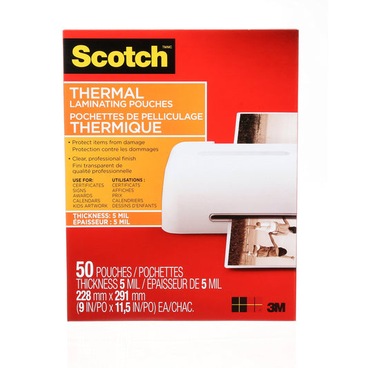 Scotch Thermal Laminating Pouches, 8.97 in x 11.45 in Laminating Sheets, 5-Mil Thick, 50 Pouches - Available at All In One Marketplace Canada