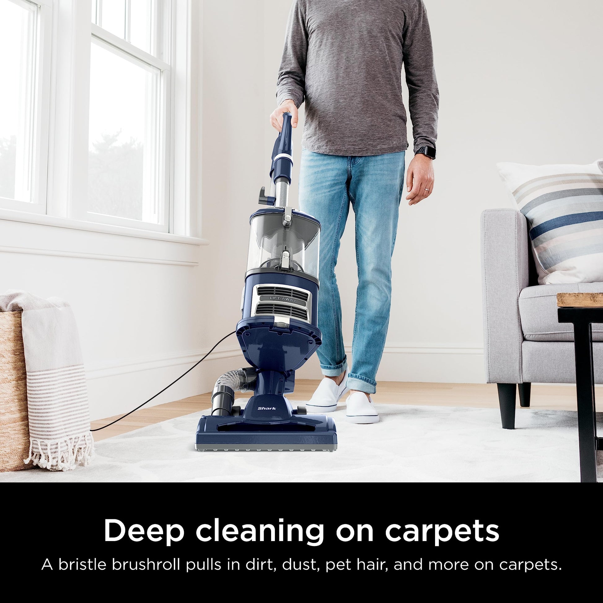 Shark NV380C Navigator Lift-Away Upright Vacuum, Large Dust Cup, Navy Shark