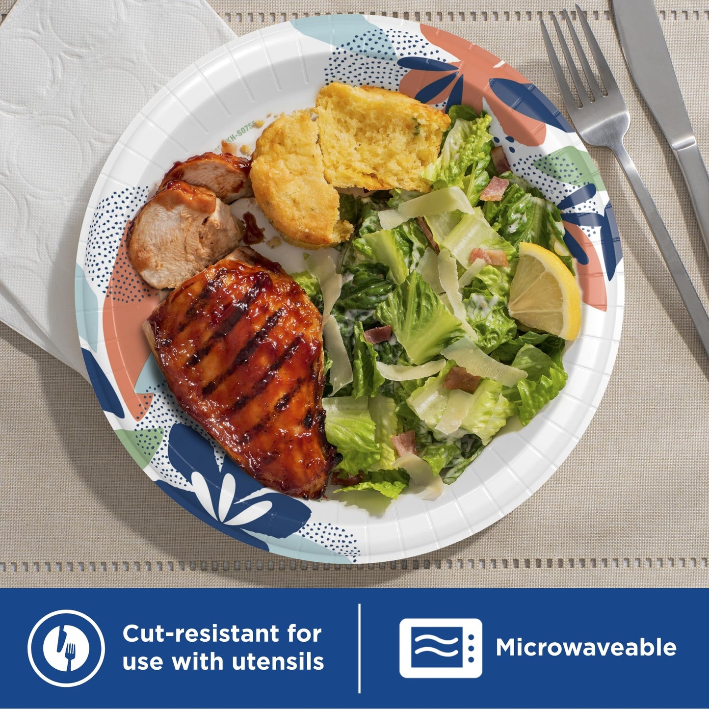 Dixie Large Paper Plates, 10 Inch, 150 Count, 2X Stronger, Microwave-Safe, Soak-Proof, Cut Resistant, Disposable Plates for Everyday Breakfast, Lunch, & Dinner Meals Dixie